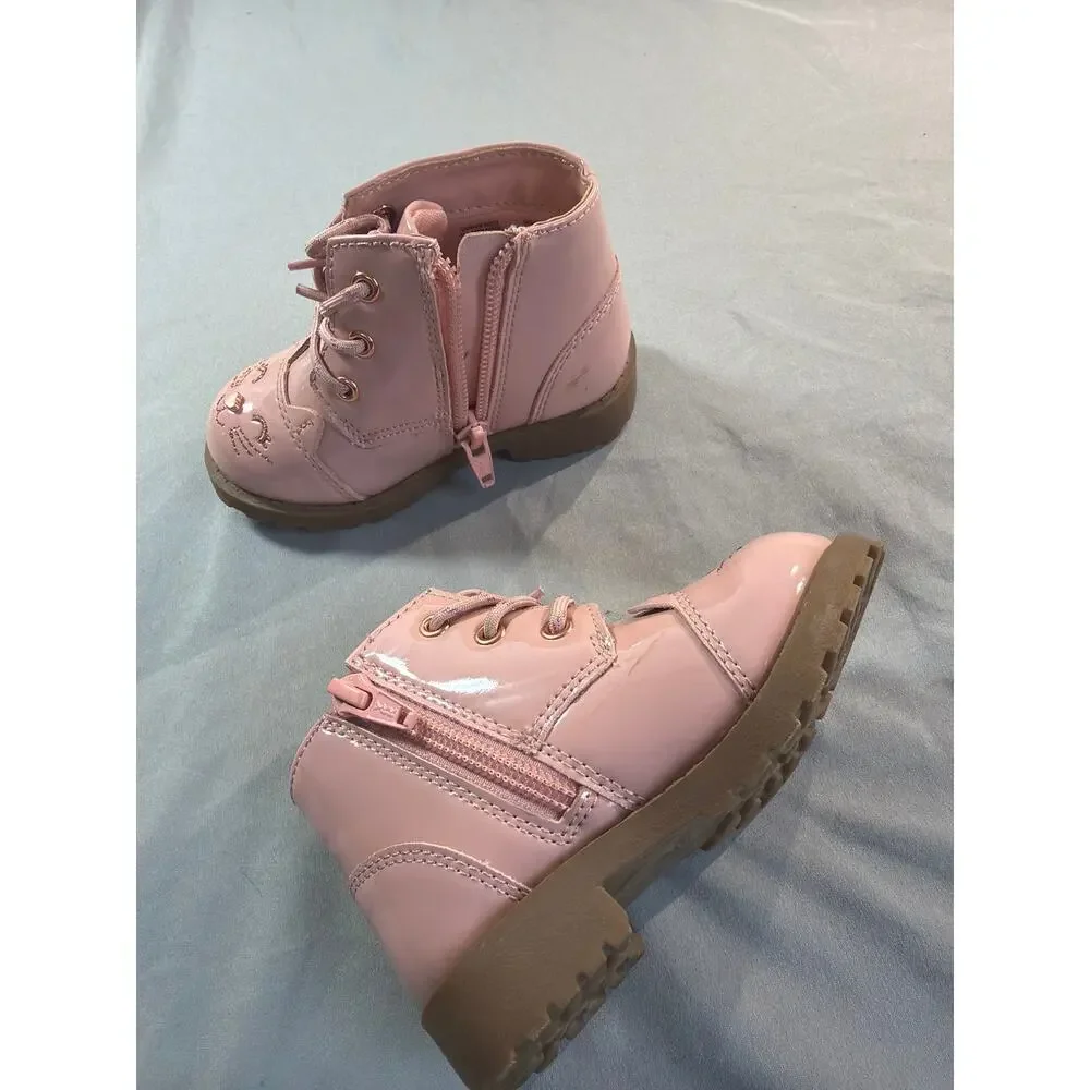 wonder nation Pink Patent Kitty boots size 5